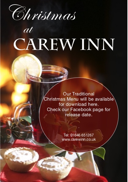 New Xmas menu Carew Inn